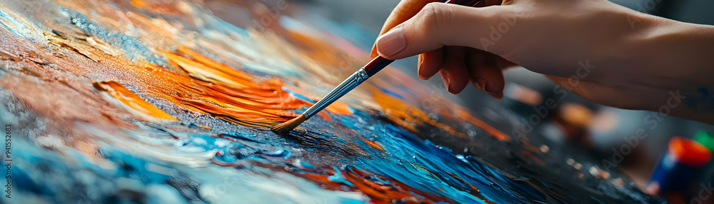 Photo Realistic as Artist painting a glossy abstract piece in a bright studio concept as Camera movement Slide across the glossy abstract painting created by the artist. Scene A bright airy studio wit Photo Realistic as Artist painting a glossy abstract piece in a bright studio concept as Camera movement Slide across the glossy abstract painting created by the artist. Scene A bright airy studio wit