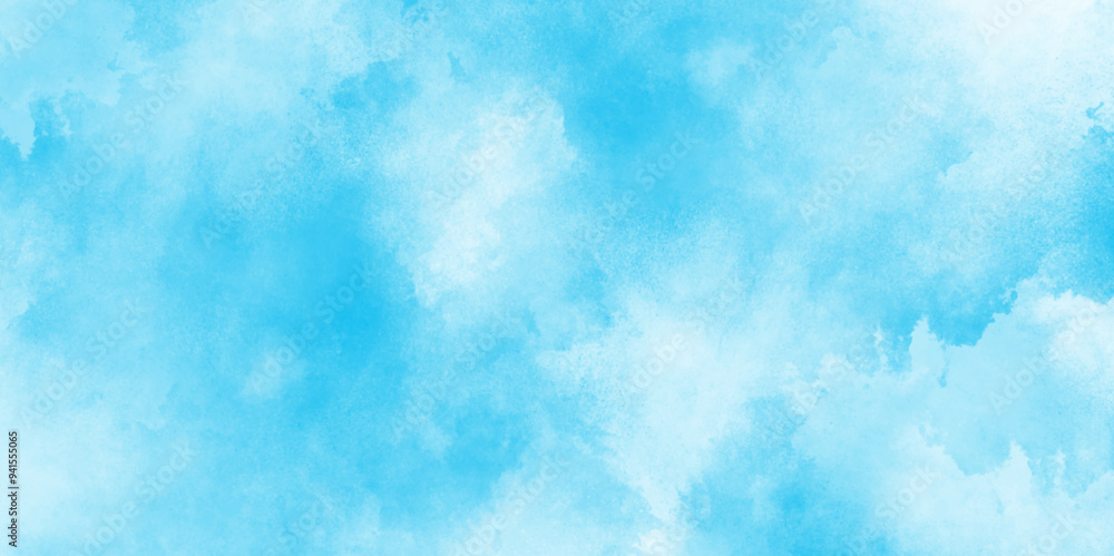 Sky blue Aquarelle paint paper textured canvas element, soft and lovely sky blue watercolor background with clouds, Sky clouds with brush painted blue watercolor texture, small and large clouds. Sky blue Aquarelle paint paper textured canvas element, soft and lovely sky blue watercolor background with clouds, Sky clouds with brush painted blue watercolor texture, small and large clouds.