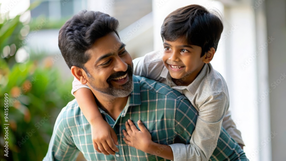 Playful Indian Dad and Son - Young Indian father and son engaged in a playful activity in the backyard.
Playful Indian Dad and Son - Young Indian father and son engaged in a playful activity in the backyard.