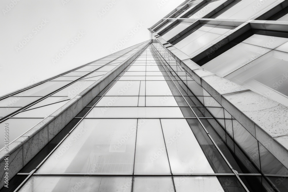 Obraz premium A monochrome photograph of a high-rise structure