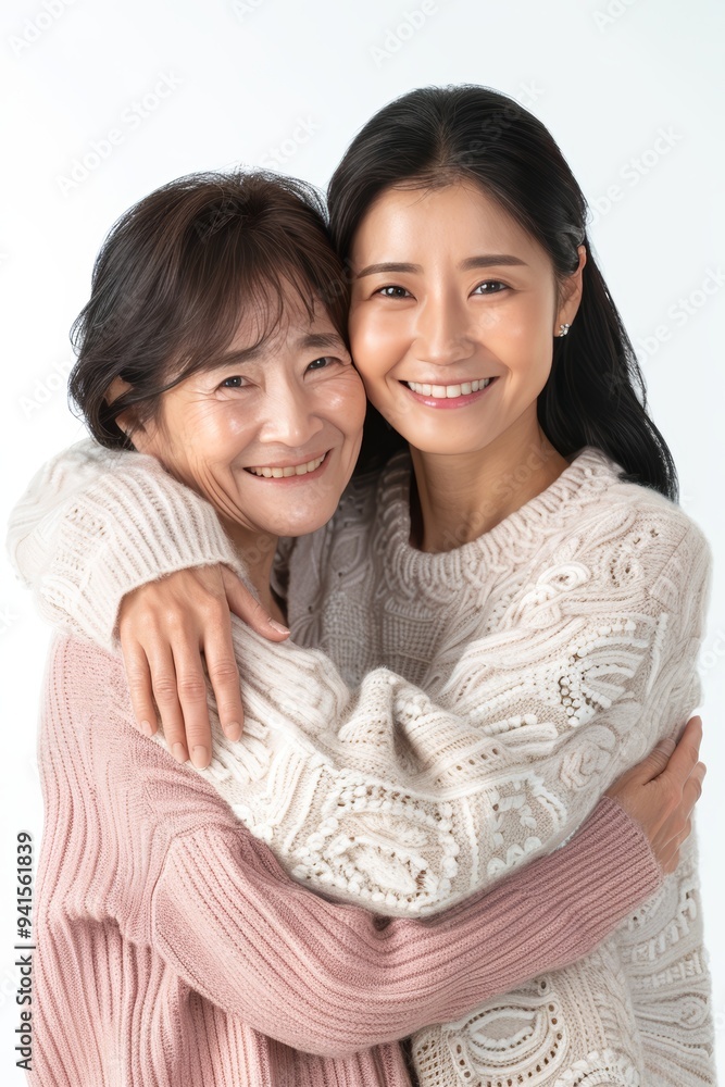 Heartwarming Portrait of a Loving Mother and Daughter Embracing with Joyful Smiles Heartwarming Portrait of a Loving Mother and Daughter Embracing with Joyful Smiles