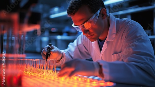 A scientist using radioisotopes to track the movement of substances within a living organism, showcasing the research applications of nuclear fission.
