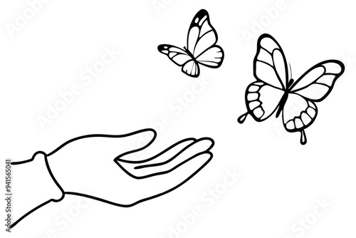 Jehovah's Hand Caring for Butterflies - Spiritual Vector Illustration, SVG, Cricut, Clipart for Inspirational Design