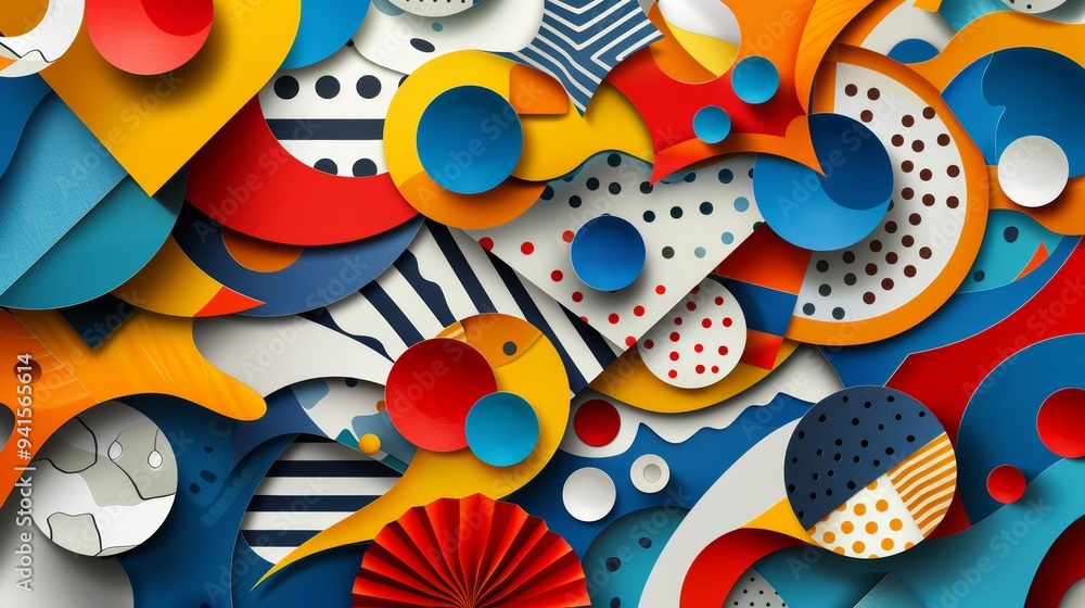 Vibrant Abstract Paper Arts Collage with Geometric Shapes and Bold Colors for Creative Design Projects Vibrant Abstract Paper Arts Collage with Geometric Shapes and Bold Colors for Creative Design Projects
