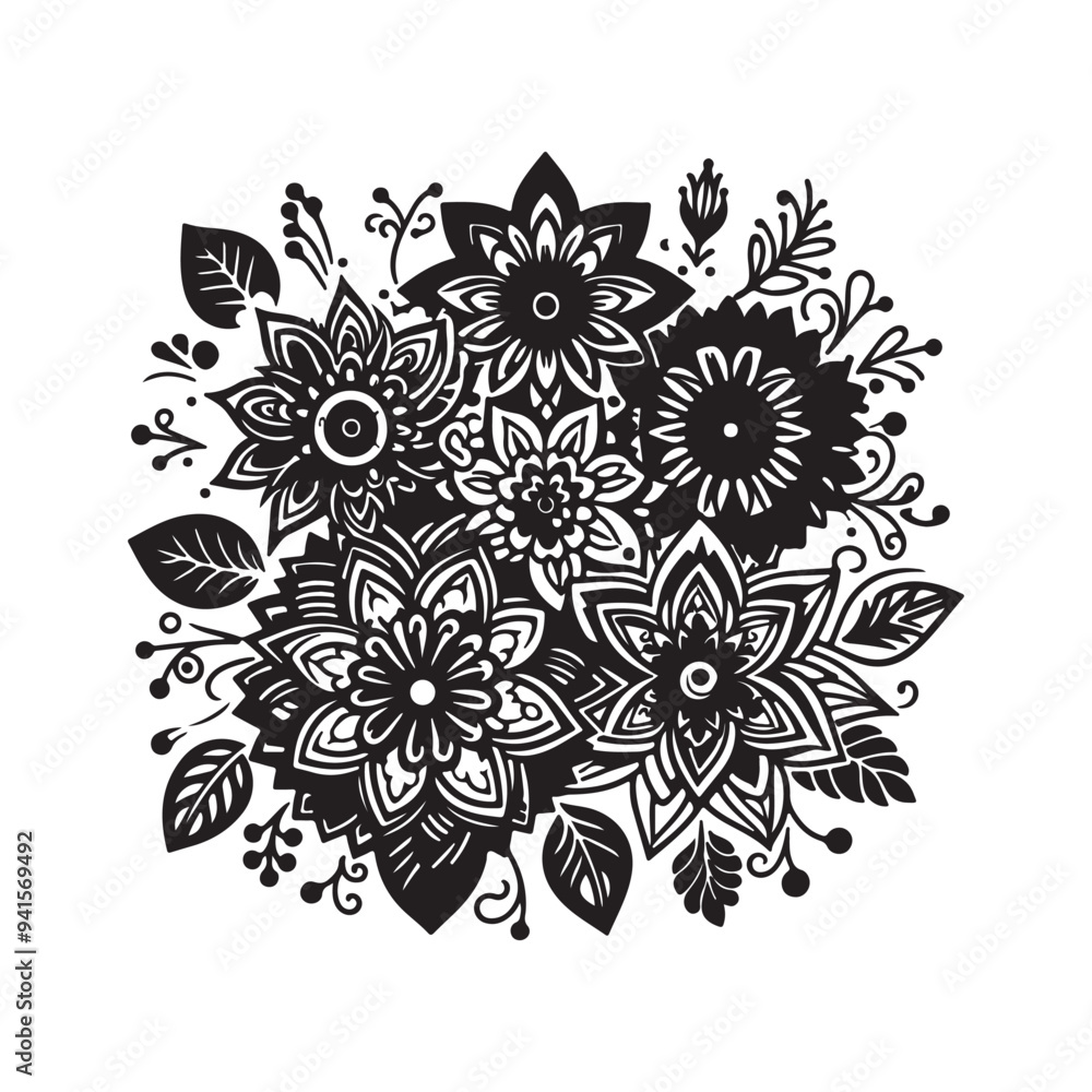 Fototapeta premium Abstract mandala flower coloring page design