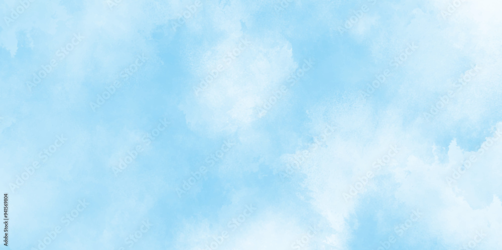 Sky blue Aquarelle paint paper textured canvas element, soft and lovely sky blue watercolor background with clouds, Sky clouds with brush painted blue watercolor texture, small and large clouds. Sky blue Aquarelle paint paper textured canvas element, soft and lovely sky blue watercolor background with clouds, Sky clouds with brush painted blue watercolor texture, small and large clouds.
