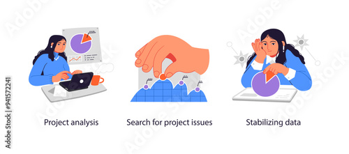 Project planning and strategy development- set of business concept illustrations. Visual stories collection
