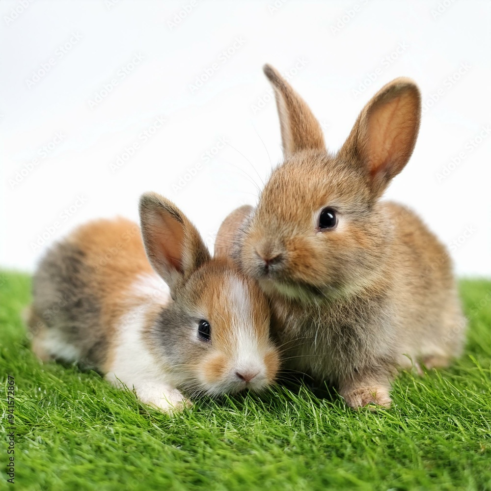 Obraz premium 2 cute rabbits playing 02