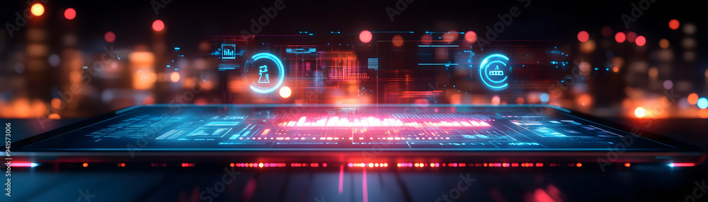 Photo Realistic as Tablet with Holographic Blockchain Icon and Cryptocurrency Icon concept as A photo depicting a tablet with a glossy glowing holographic blockchain icon and cryptocurrency icon. The Photo Realistic as Tablet with Holographic Blockchain Icon and Cryptocurrency Icon concept as A photo depicting a tablet with a glossy glowing holographic blockchain icon and cryptocurrency icon. The