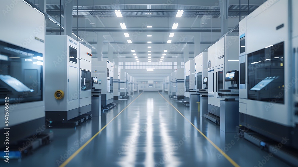High-tech factory floor where CAD and CAM integration drives efficiency and reduces production errors High-tech factory floor where CAD and CAM integration drives efficiency and reduces production errors