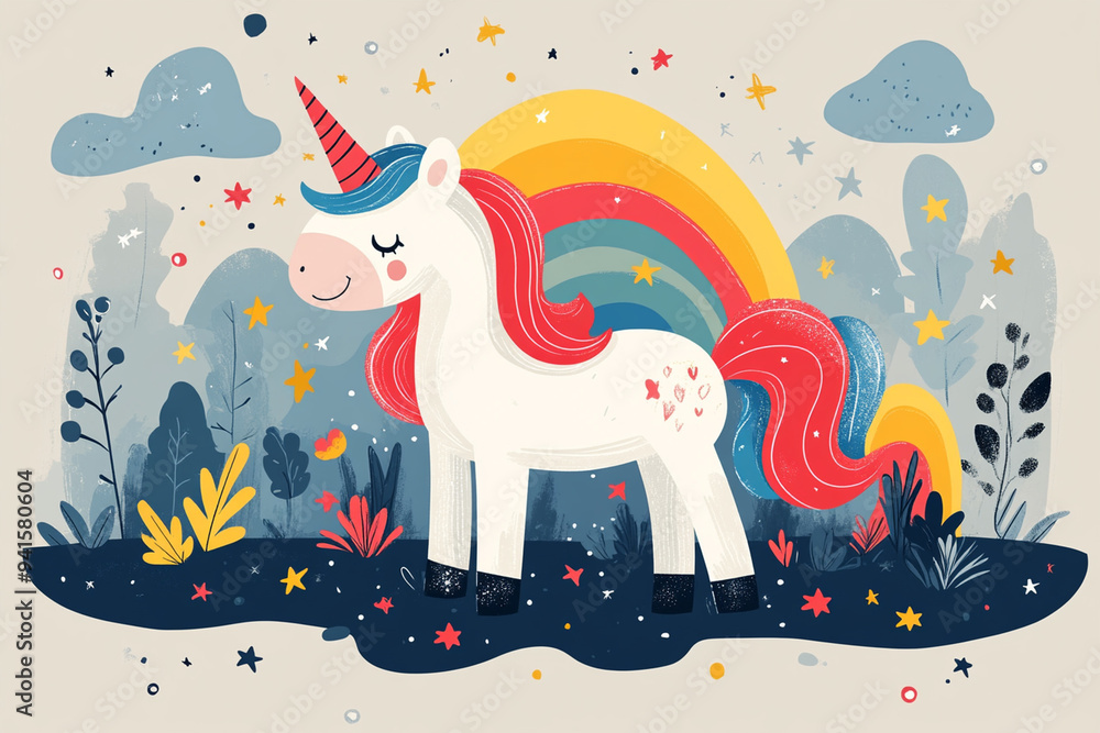 Fototapeta premium cute rainbow unicorn