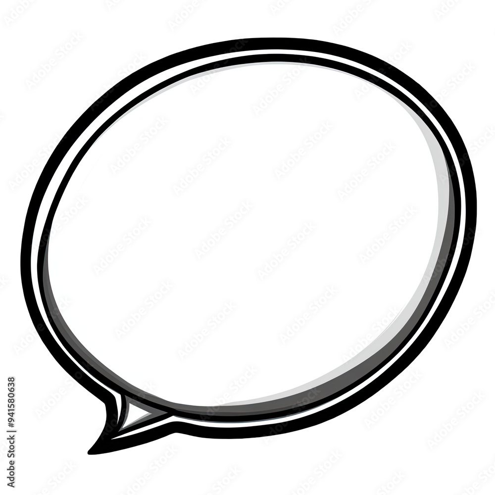 Hand-drawn Speech Bubble in White with Black Outline Vector Illustration Hand-drawn Speech Bubble in White with Black Outline Vector Illustration