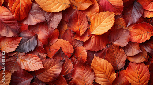 Wallpaper Mural A close-up of vibrant autumn leaves in various shades of red, orange, and brown, creating a rich and textured pattern Torontodigital.ca