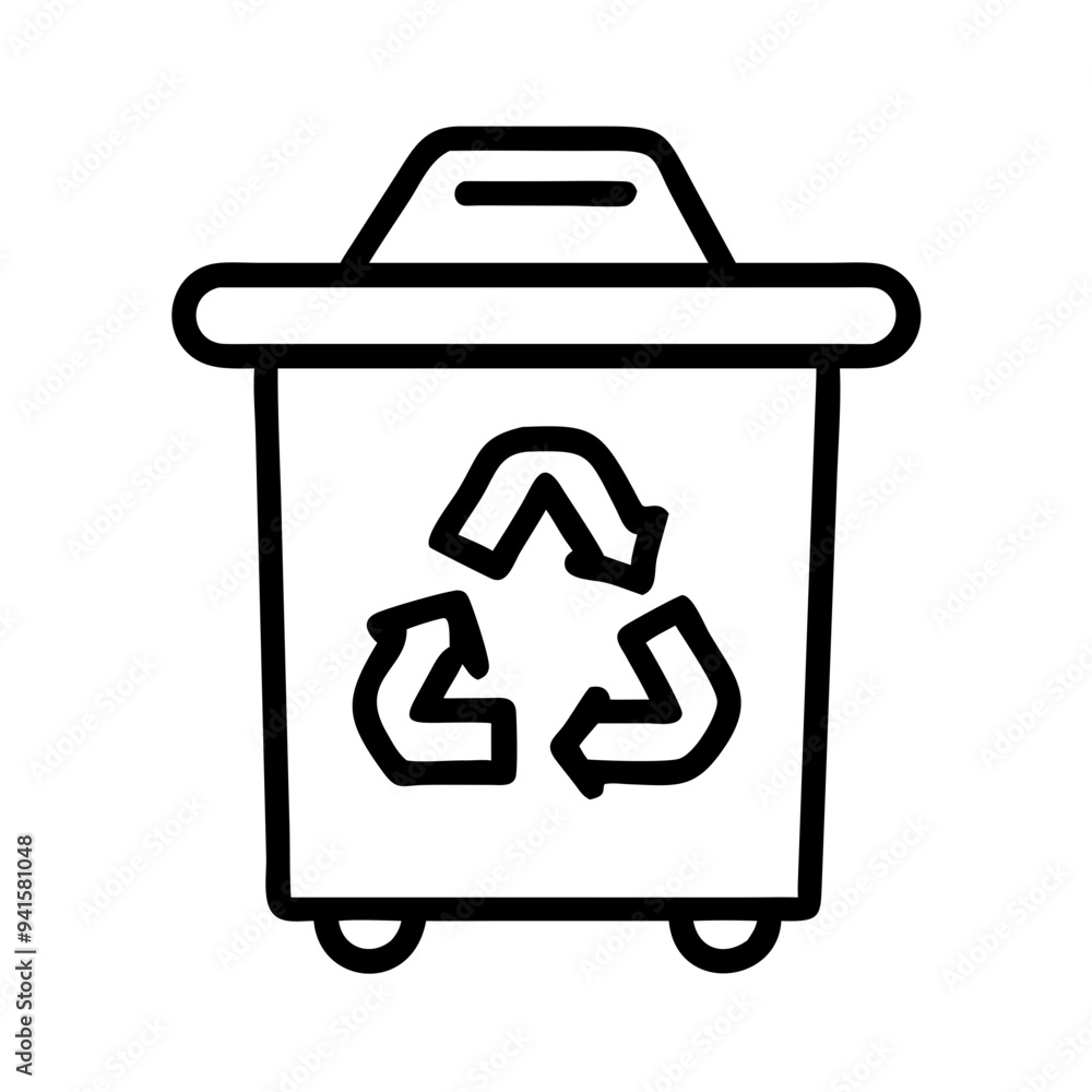 Recycling bin icon. Ecology symbol. Linear style. Recycling bin icon. Ecology symbol. Linear style.