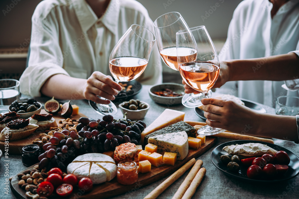 Glasses of rose wine seen during a friendly party of a celebration.