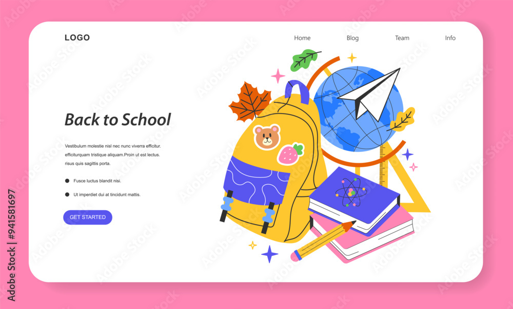 Fototapeta premium Back To School. Flat Vector Illustration