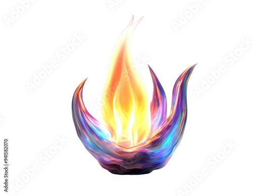 Vibrant and colorful flame design, symbolizing warmth, energy, and creativity, cutout, png