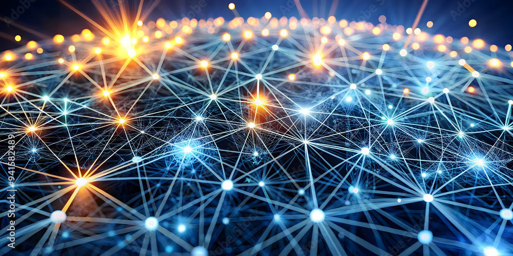 Glowing neural network mesh with data points on an isolated white background concept as A glowing mesh of neural networks with embedded data points isolated on a white background. The mesh represents Glowing neural network mesh with data points on an isolated white background concept as A glowing mesh of neural networks with embedded data points isolated on a white background. The mesh represents