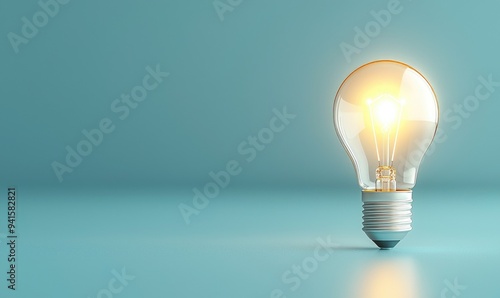 A glowing light bulb on a soft blue background symbolizes innovation, creativity, and inspiration in design and technology.