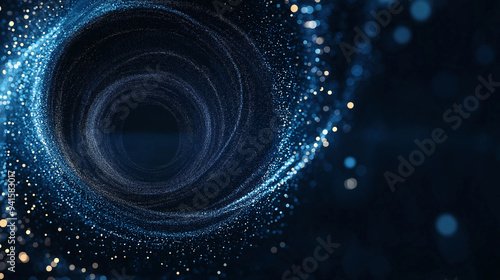 Digital tunnel of cyberspace with particles and lighting, Technology network connections abstract background concept.