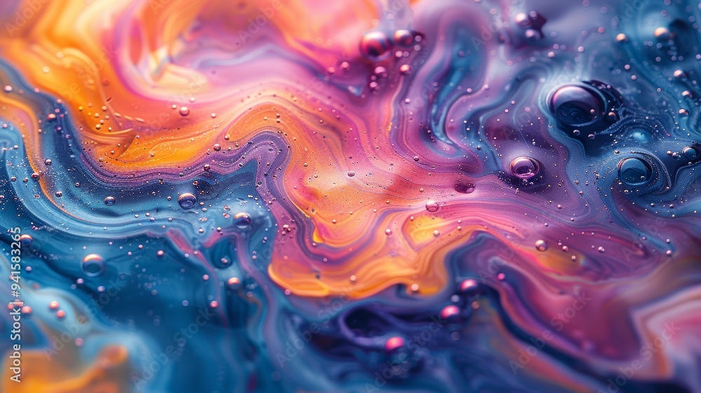 Abstract Colorful Fluid Art with Vibrant Swirls and Bubbles in Blue, Pink, and Orange Hues Abstract Colorful Fluid Art with Vibrant Swirls and Bubbles in Blue, Pink, and Orange Hues