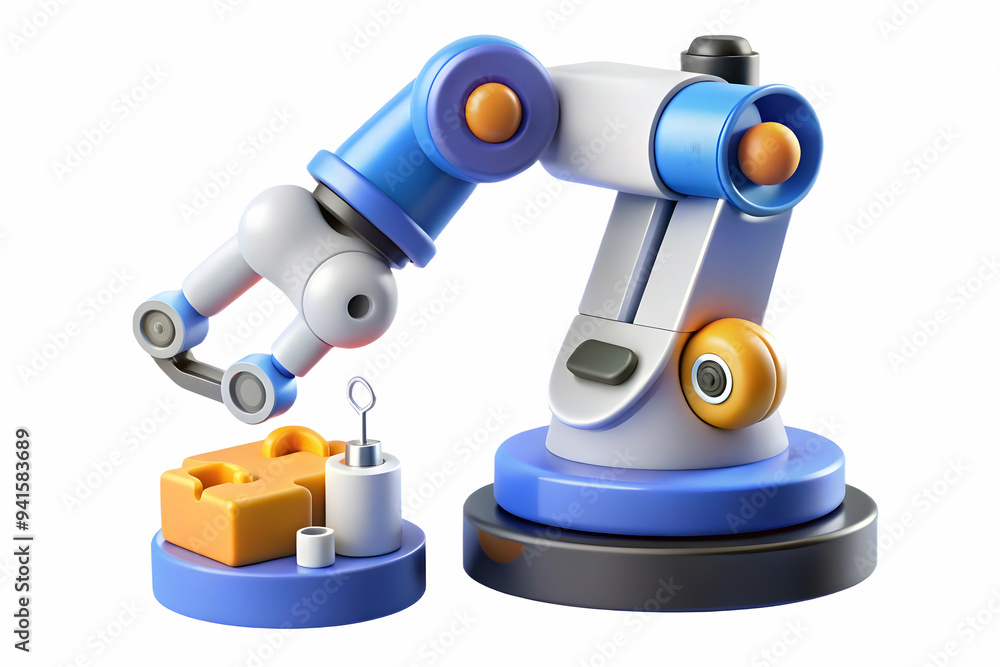 Hovering robotic arm with precision tools on an isolated white background concept as A robotic arm floating mid air equipped with precision tools and glowing interfaces all isolated on a white backgro Hovering robotic arm with precision tools on an isolated white background concept as A robotic arm floating mid air equipped with precision tools and glowing interfaces all isolated on a white backgro