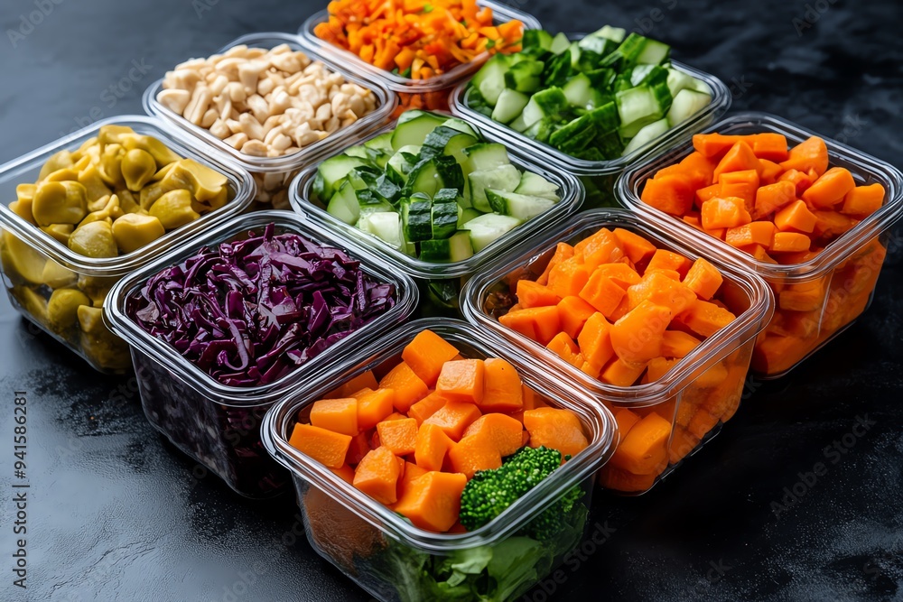 A healthy meal prep scene, featuring carrots as a key ingredient in a colorful salad A healthy meal prep scene, featuring carrots as a key ingredient in a colorful salad