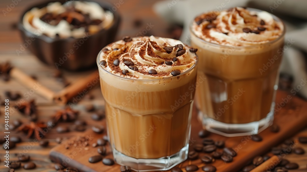 Authentic Greek frappe coffee with foam, Authentic Greek frappe coffee with foam,