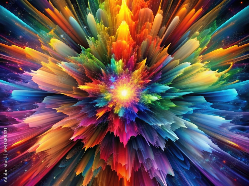 Obraz premium Chromatic Flash: Explosions of color, abstract patterns, iridescent effects, vibrant, dynamic, unpredictable