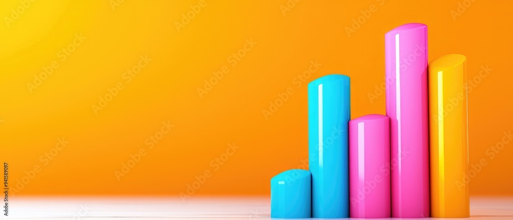 Obraz premium Colorful bar chart on a vibrant background, representing growth and analytics in a modern business context.