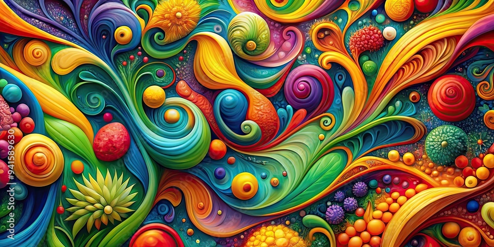 Chromatic Sarma Rhapsody: Vibrant, saturated, flowing, complementary colors, organic shapes Chromatic Sarma Rhapsody: Vibrant, saturated, flowing, complementary colors, organic shapes
