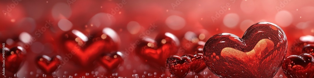 Romantic Panorama: Abstract Valentine's Day Banner with Red Hearts. Elegant Love Concept for Anniversary, Proposal, and Celebrations. Minimalist Design Template for Marketing Campaigns, Seasonal Promo Romantic Panorama: Abstract Valentine's Day Banner with Red Hearts. Elegant Love Concept for Anniversary, Proposal, and Celebrations. Minimalist Design Template for Marketing Campaigns, Seasonal Promo