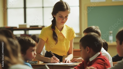 young pupils working in a c...