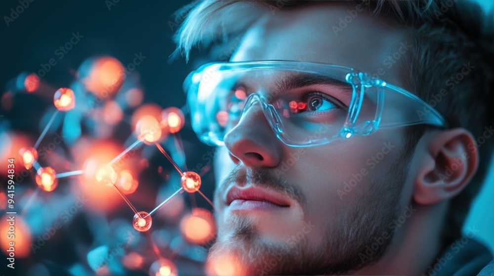 A scientist studying a diagram of atomic bonds, showcasing the importance of understanding these interactions. A scientist studying a diagram of atomic bonds, showcasing the importance of understanding these interactions.