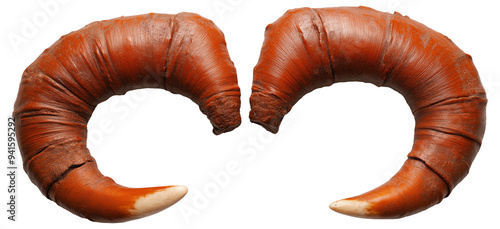 PNG Two brown animal horns with curved shapes