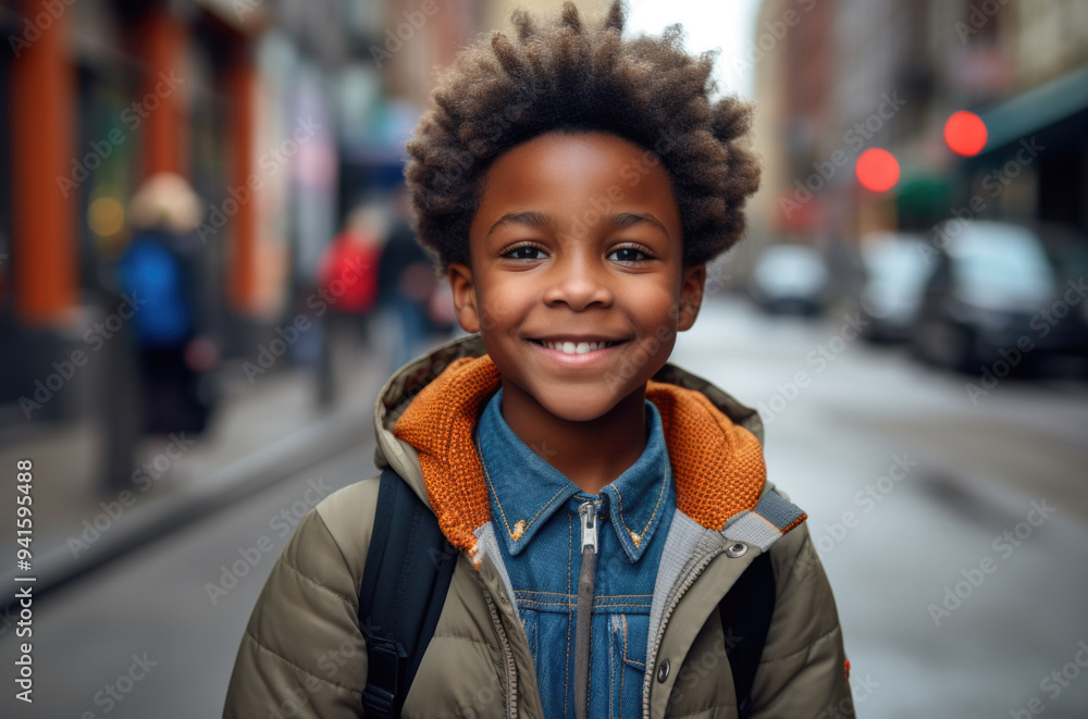 close up portrait standing in the street and happy. close up portrait standing in the street and happy.