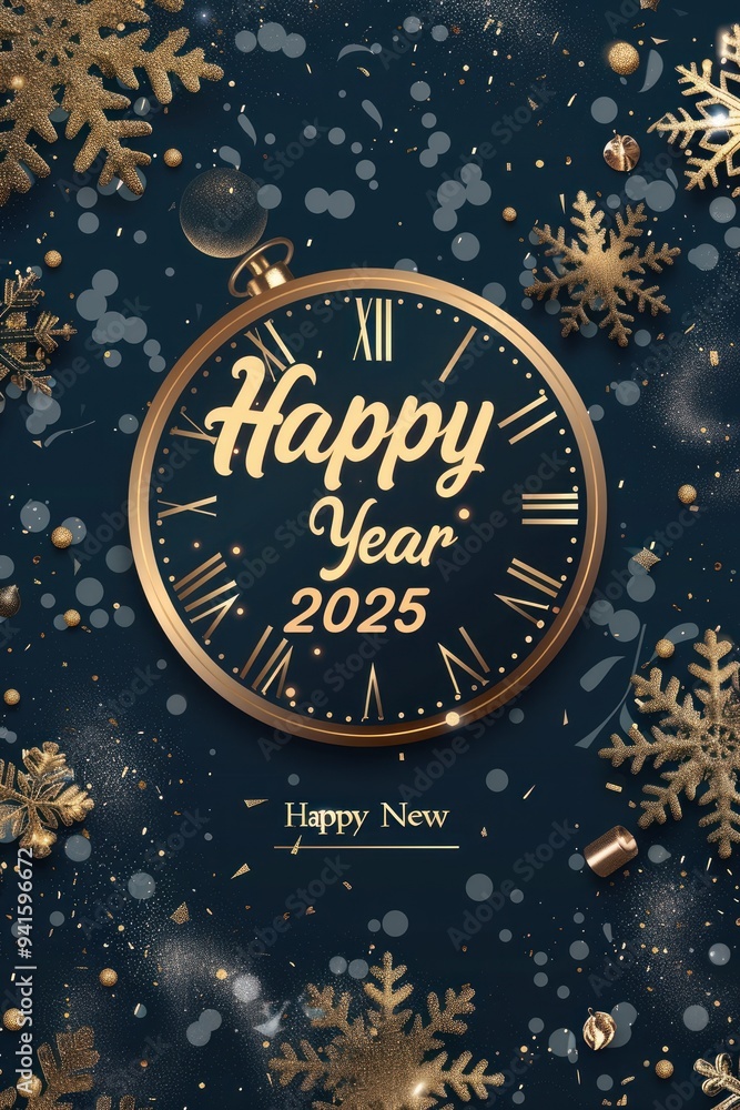Festive Happy New Year 2025 Greeting with Ornaments Festive Happy New Year 2025 Greeting with Ornaments