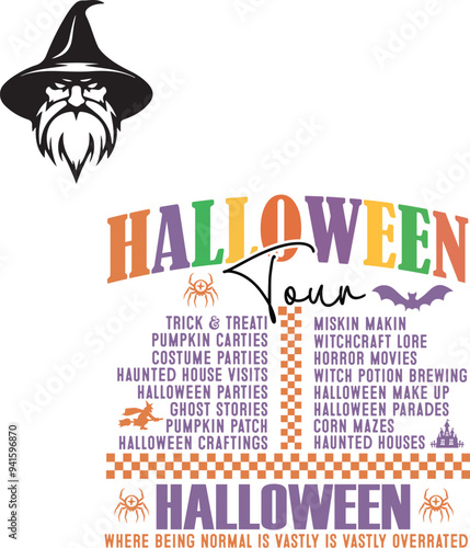 halloween tour trick & treati pumpkin carties haunted house visits halloween parties ghost stories pumpkin patch halloween craftings miskin makin witchcraft lore horror movies witch potion brewing hal