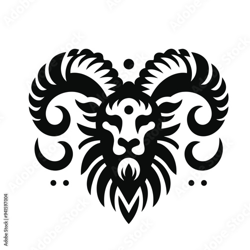 Demon Animal - Icon. T-Shirt Design. Profile. Tattoo - Illustration Art