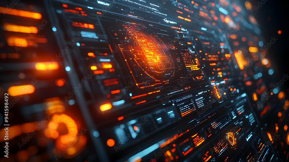 Abstract Futuristic Technology Interface 3D Illustration Abstract Futuristic Technology Interface 3D Illustration