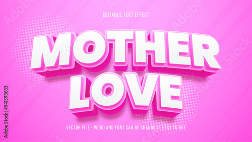 Mothers love editable text effect, pink text style