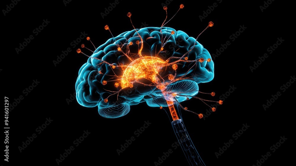 A stylized depiction of the brain, highlighting its lobes, neurons, and synapses. A stylized depiction of the brain, highlighting its lobes, neurons, and synapses.