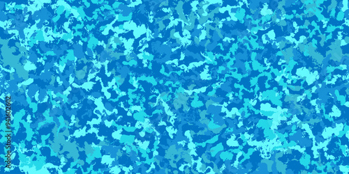 Dirty blue, navy pattern. Gruge texture seamless background. Watercolor endless repeat backdrop. Vector  tie die pattern. Sea, ocean, pool, water texture.