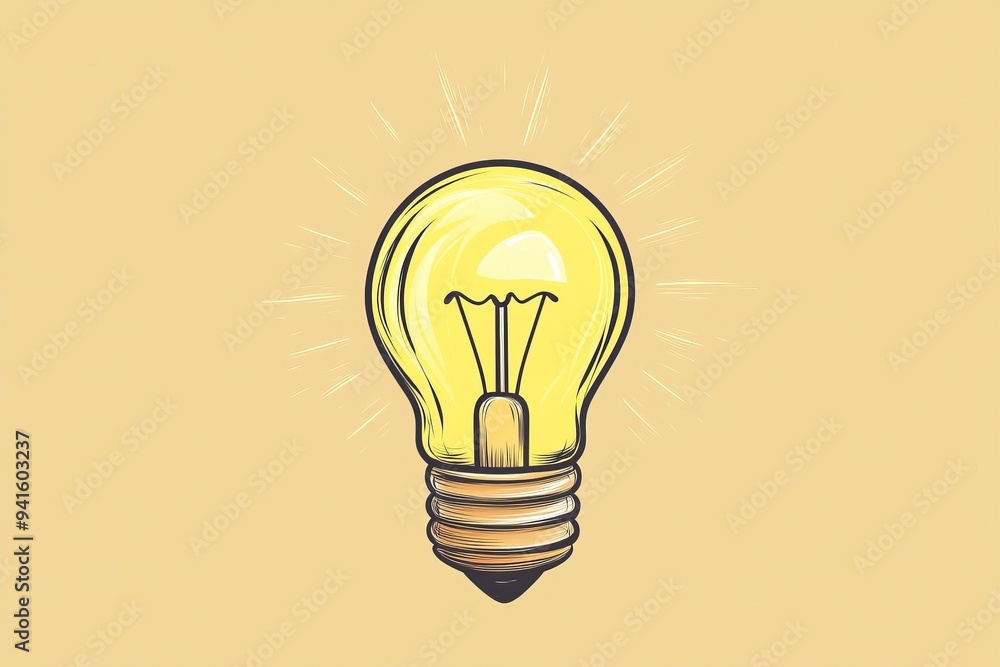 Light bulb idea rays shine Doodle Cartoon Flat style. Hand drawn Symbol creativity, inspiration. Generative Ai Light bulb idea rays shine Doodle Cartoon Flat style. Hand drawn Symbol creativity, inspiration. Generative Ai