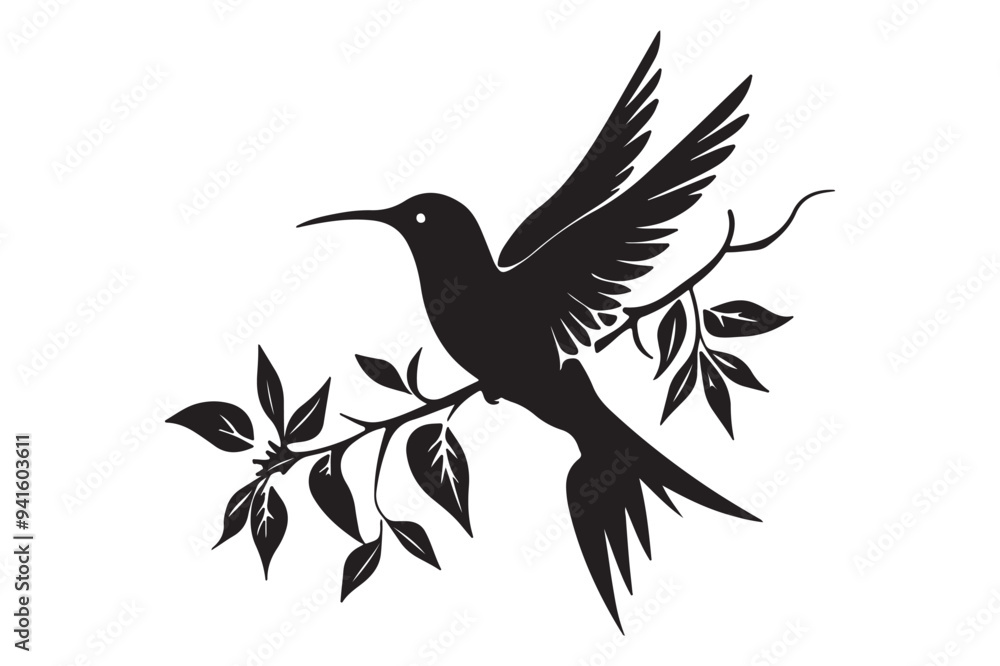 Obraz premium Hummingbird silhouette vector