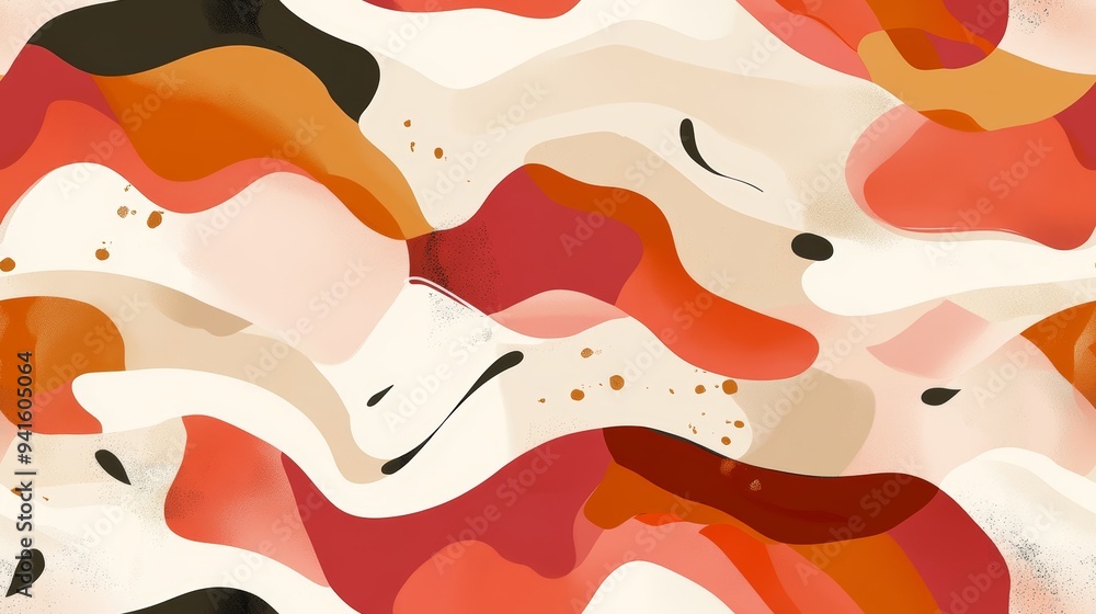 Fototapeta premium Abstract Seamless Background with Organic Shapes in Warm Earth Tones for Modern Design Projects