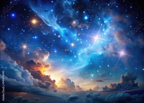 Cosmic Hues: Celestial, mystical, nebula, celestial blue, starlit photo