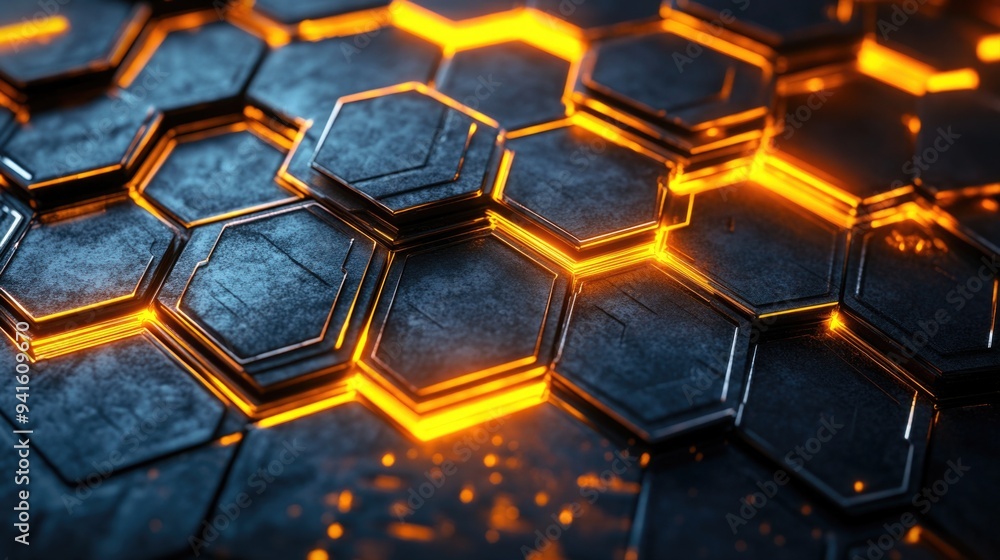 High-Tech Digital Illustration of a Neon-Lit Cyberpunk Aesthetic Honeycomb Pattern High-Tech Digital Illustration of a Neon-Lit Cyberpunk Aesthetic Honeycomb Pattern