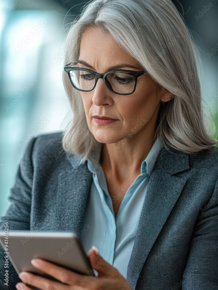 Businesswoman Focused on Smartphone Businesswoman Focused on Smartphone