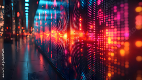 Wallpaper Mural Abstract 3D Digital Screen with Colorful Lights Torontodigital.ca